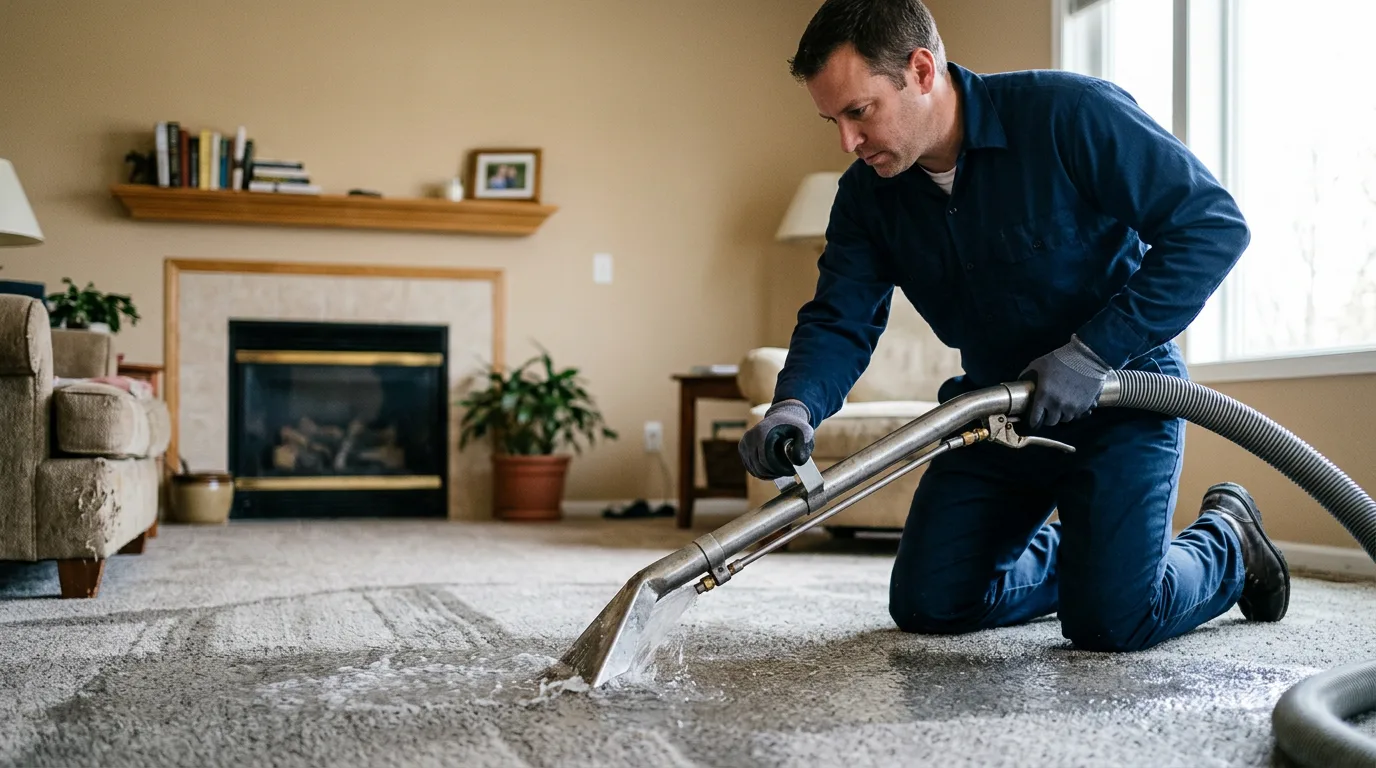 Water damage restoration technician working near Summit Hill, PA